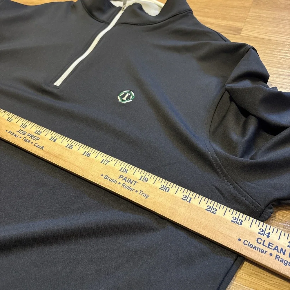 Peter Millar Crown Sport Perth 1/4 Zip Pullover Men's L Black Muirfield Village